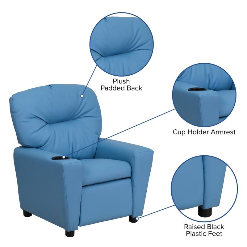 Contemporary Kids Recliner with Cup Holder