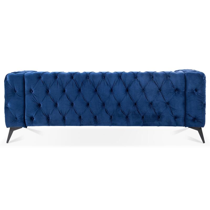 Stylish 3-Seat Sofa with Pocket Spring Cushions & Diagonal Iron Legs - Contemporary Couch