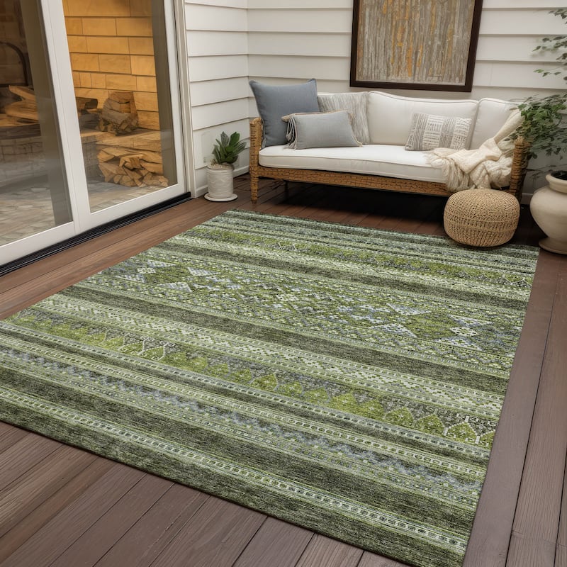Machine Washable Indoor/ Outdoor Chantille Tribal Boho Rug