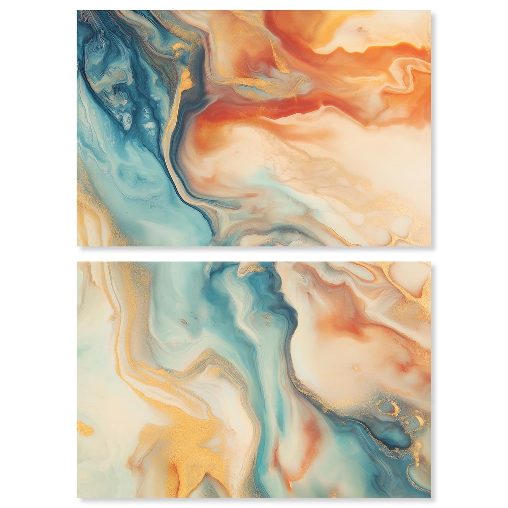 Marbled Sunrise II Canvas Set of 2 by Art Remedy, Gallery Wrapped