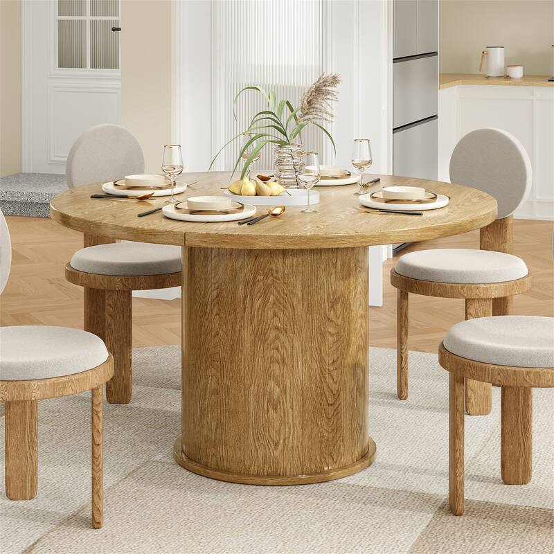 43-Inch Round Wood Kitchen Table for 4 People