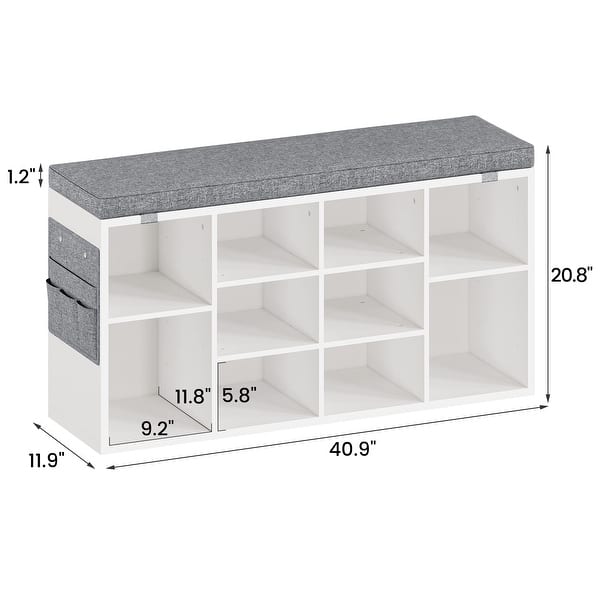 dimension image slide 0 of 7, Shoe Storage Bench Cubby Organizer for Entryway