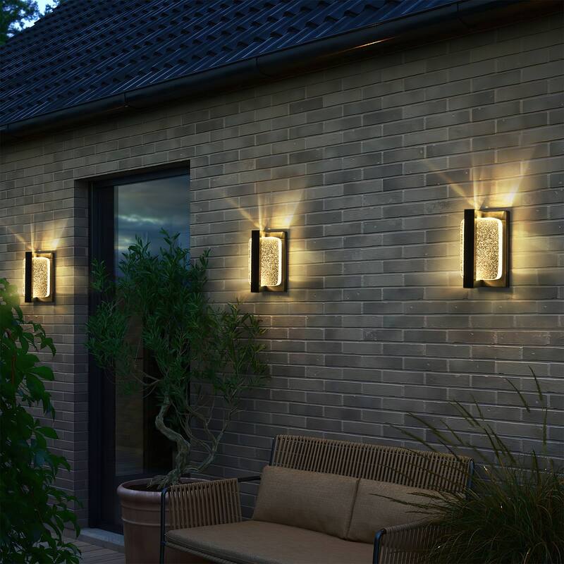 1-Light Crystal Outdoor Integrated LED Bulbble Glass Wall Sconce