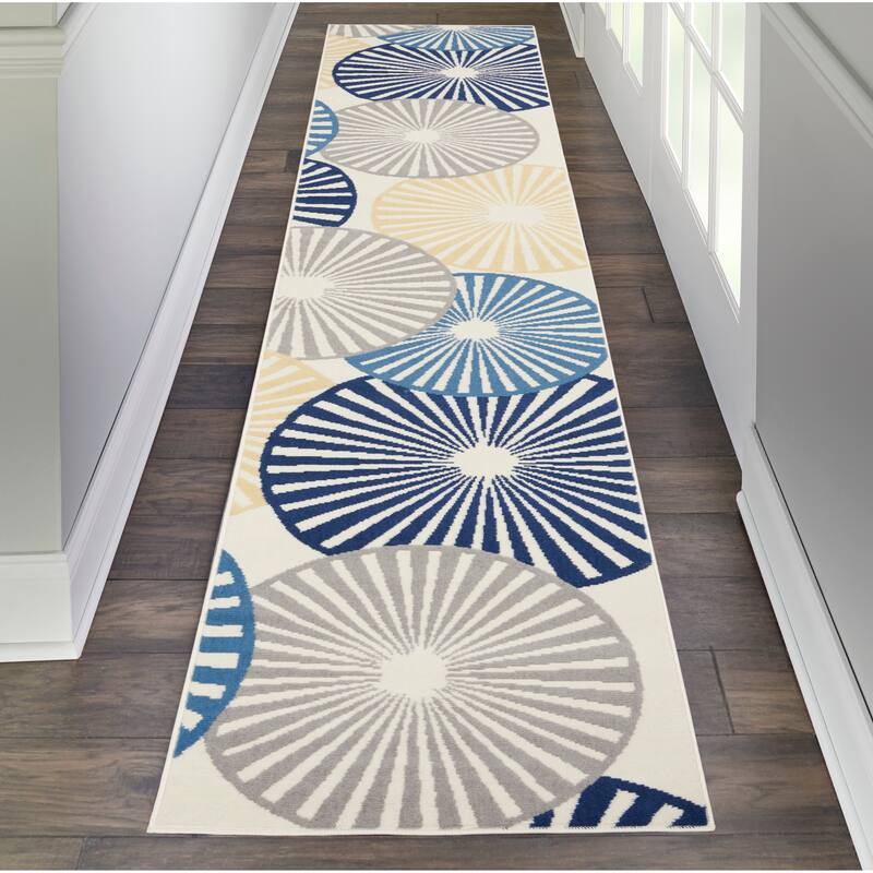 Nourison Grafix Modern Geometric Area Rug - 2' 3" x 10' - White - Runner
