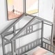 preview thumbnail 14 of 15, Twin Size House-Style Headboard Floor Bed with Fence Guardrails and Cushion Stand - Stylish and Safe
