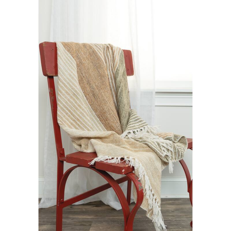 Rizzy Home Hand-tied Striped Throw Blanket
