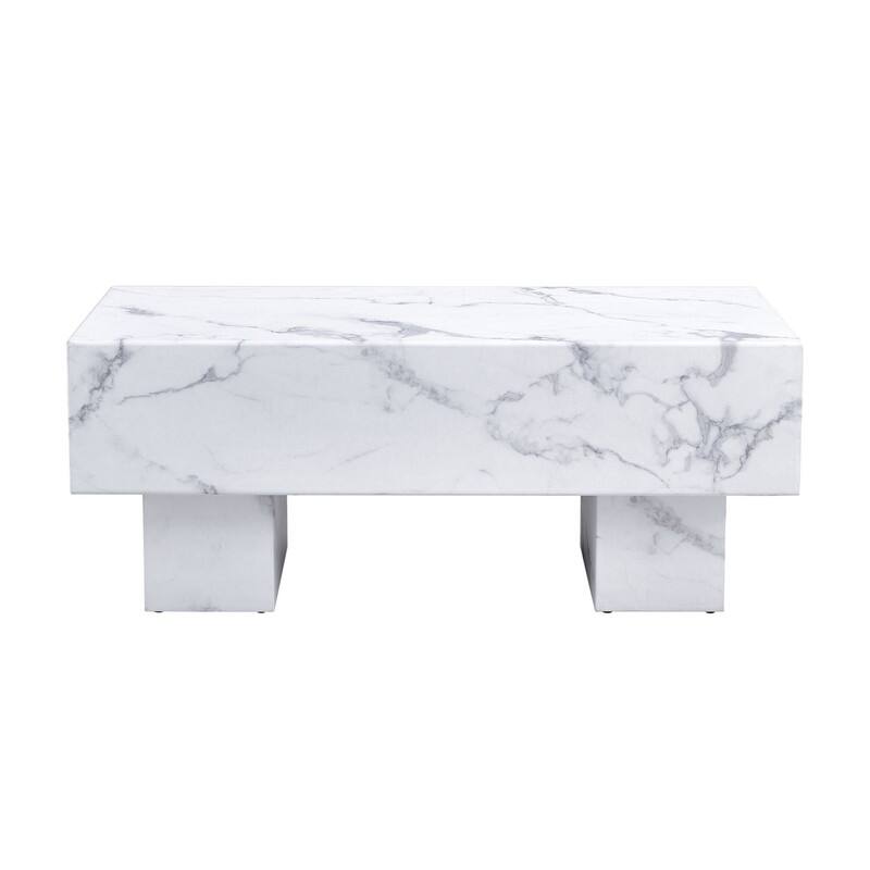 43.3" Length Coffee Table with Marble Texture