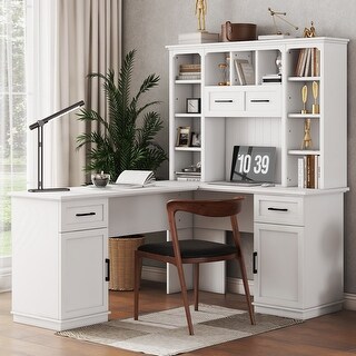 L-shaped home and office computer desk with storage - Bed Bath & Beyond ...