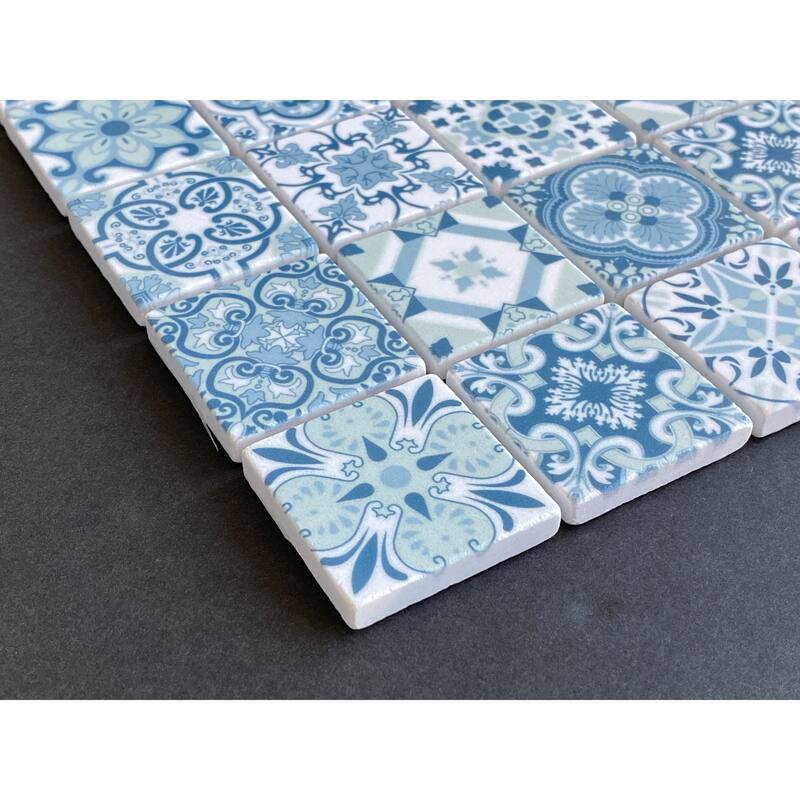 2 x 2 Marble Grid Mosaic Tiles with Color Laser Injet on the Surface