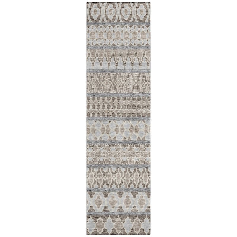 Machine Washable Indoor/ Outdoor Chantille Stripe Boho Rug