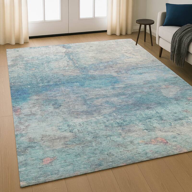 Premium Washable Super Soft Abstract Chic Mayfield Rug - Aqua - 8' x 10'