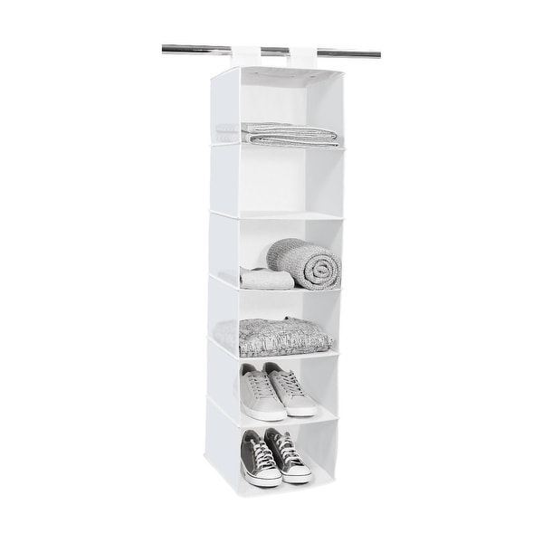 Shoe Rack WARDROBE TIDY 6 Shelf White W// Red Trim Hanging Clothes Organiser