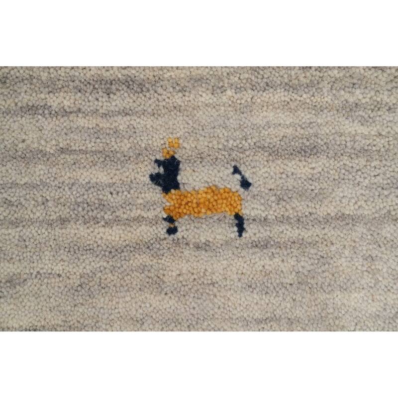 Hand Knotted Oriental 100% Wool Carpet Tribal Animal Pictorial Beige & Ivories Gabbeh Area Rug - 7' 9'' X 5' 0''