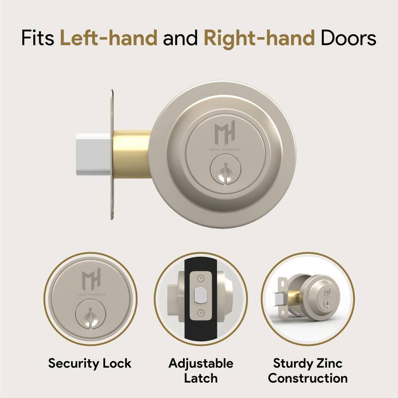 Mega Handles RONN Round Single Cylinder Keyed Deadbolt | Reversible Entry Deadbolt Lock