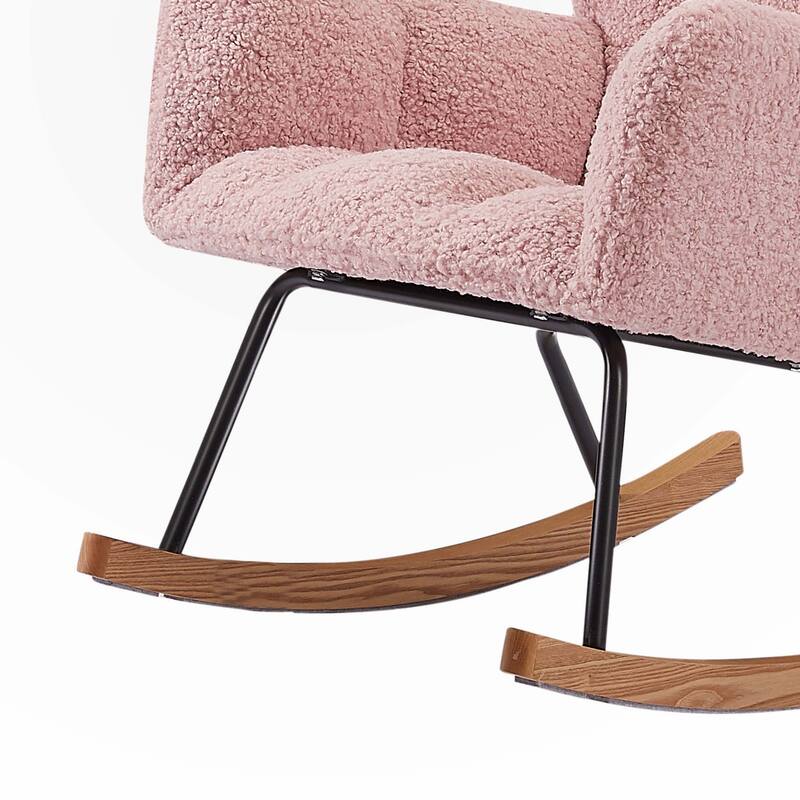 Upholstered Rocking Chair with High Backrest