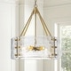 preview thumbnail 2 of 26, Starsky 5-Light Drum Chandeliers With Textured Glass Gold