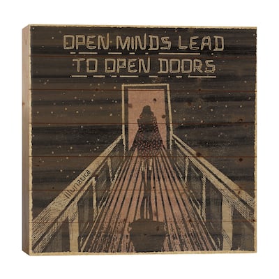 Open Minds Lead To Open Doors Print On Wood by Illunatica - Multi-Color