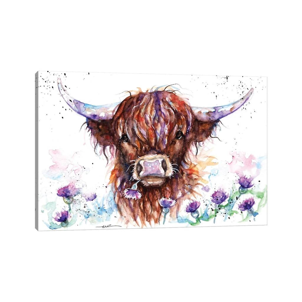 iCanvas "Highland Cow Among The Thistles" by BebesArts Canvas Print
