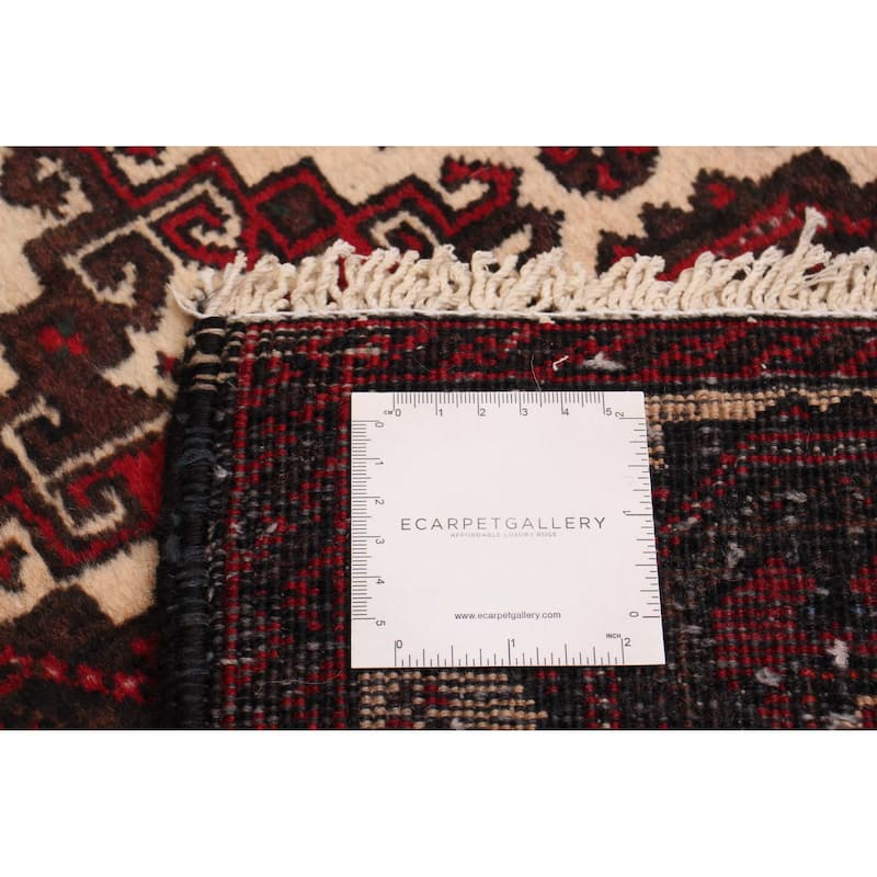 ECARPETGALLERY Hand-knotted Royal Baluch Cream Wool Rug - 1'10 x 9'3