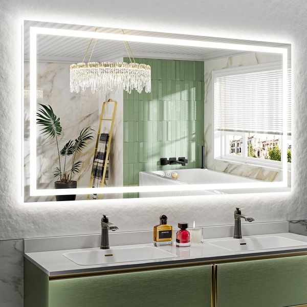 Apmir Full Size Frameless Front and Back LED Lighted Bathroom Vanity Mirror Anti Fog in Tempered Glass ETL On Sale Bed Bath Beyond 39904157