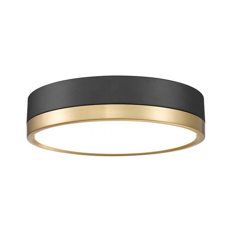 Z-Lite 1006F12-LED Algar 12" Wide LED Flush Mount Drum Ceiling Fixture - Matte Black / Modern Gold