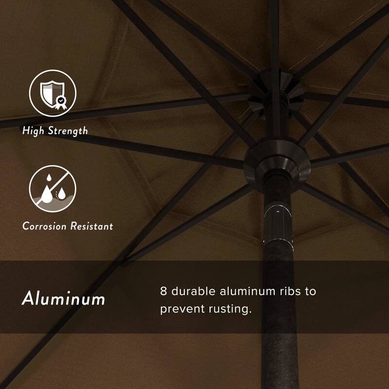 California Umbrella 9' Rd Golden State Series Patio Umbrella Bronze Aluminum Frame Crank Lift Collar Tilt Sunbrella