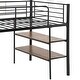 preview thumbnail 2 of 7, Twin Size Metal Loft Bed with 1 Rolling Desk and 2 Shelves, Black