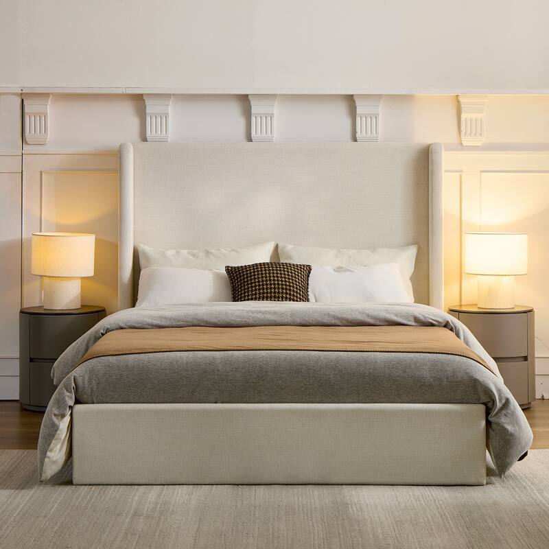 Upholstered Platform Bed Frame with Headboard - Queen
