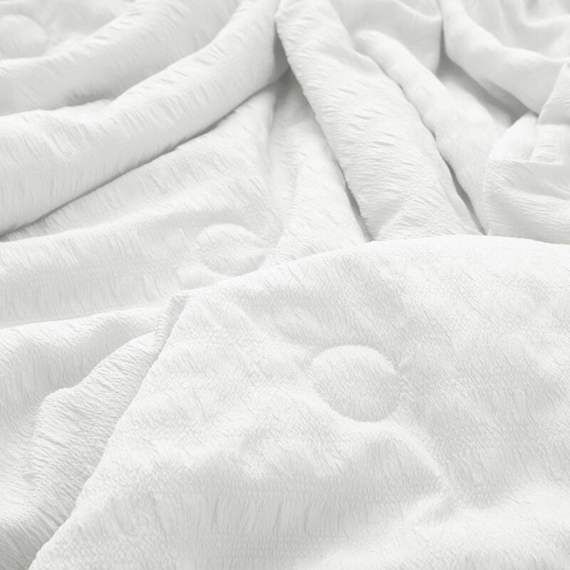 Lightweight Cooling Reversible Bed Blanket, Breathable Seersucker Comforter for Hot Sleepers