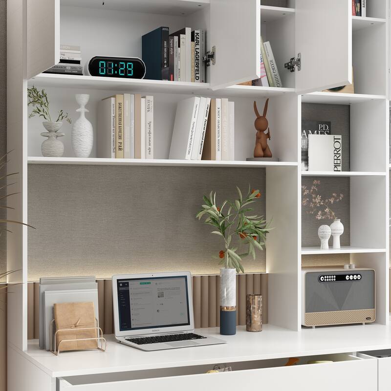 2-Seater Gaming and Work Desk with Shelving Functional Home Furniture