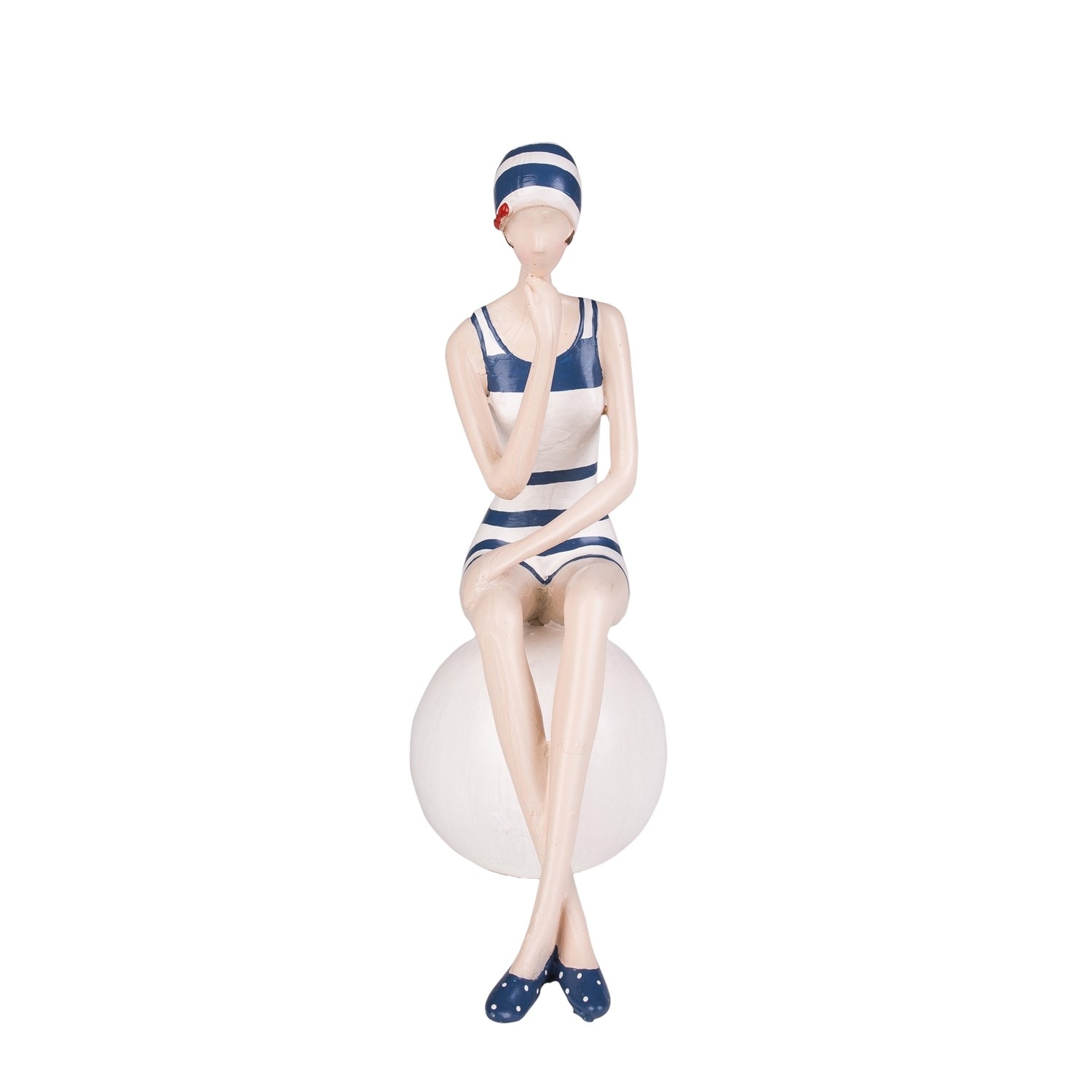 7.8" Resin Lady On Ball Blue/White Suit - Blue