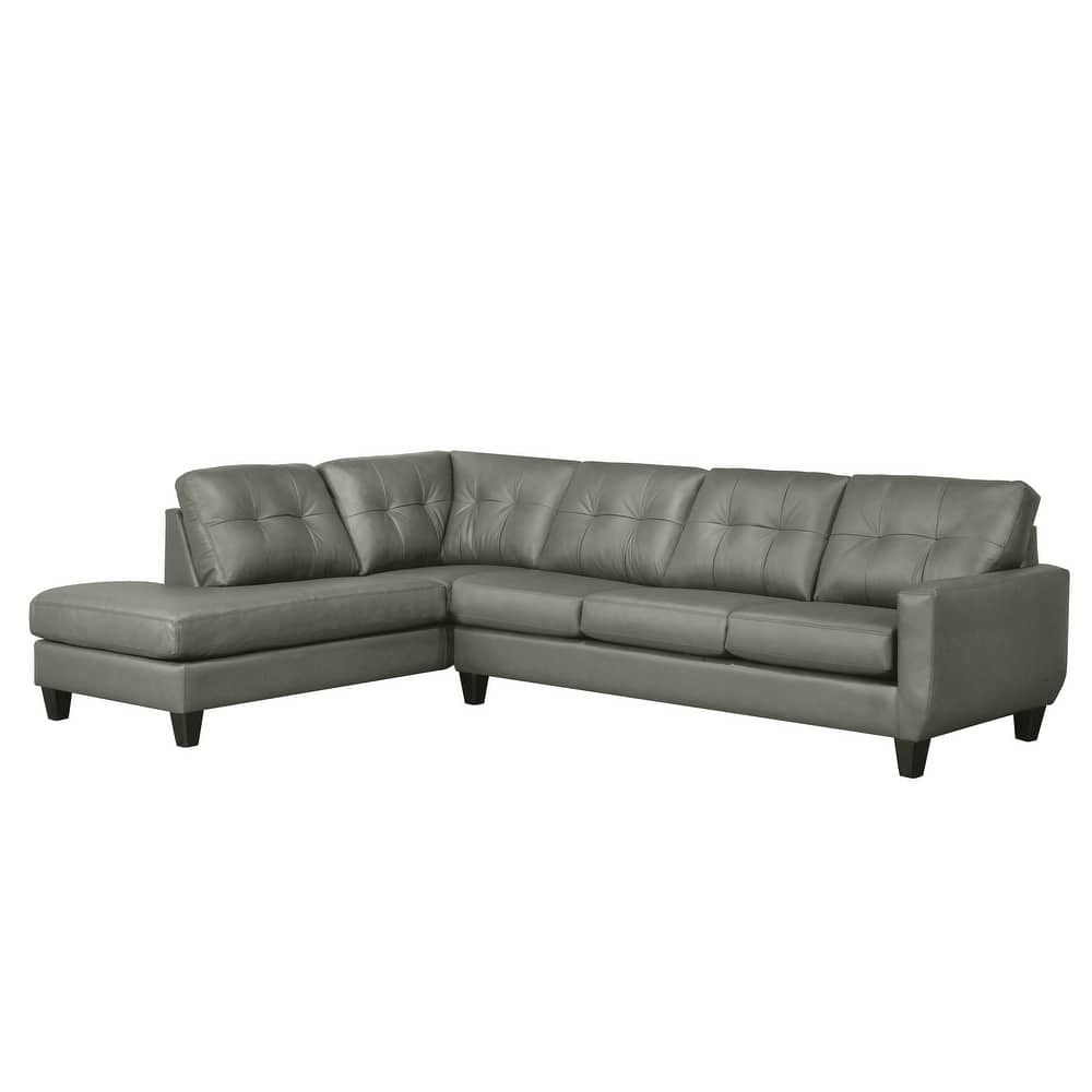 Gibson Top-Grain Leather Tufted Sectional Sofa