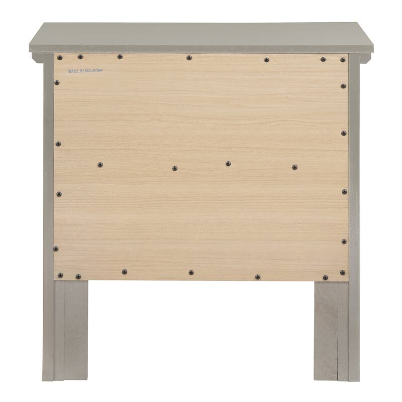 2-Drawer Silver Champagne Nightstand with Nickel Handles, 24 Inch Sturdy Fully Assembled Bedside Table