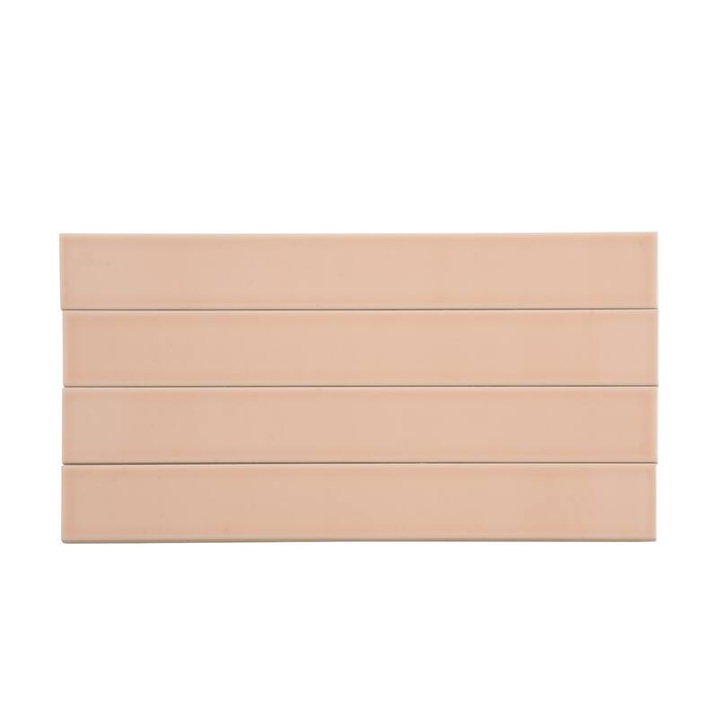 Apollo tile 2" x 16" Horizonte Glossy Powder Pink Ceramic Tile (10.76 sq ft/case) - 50 Pack