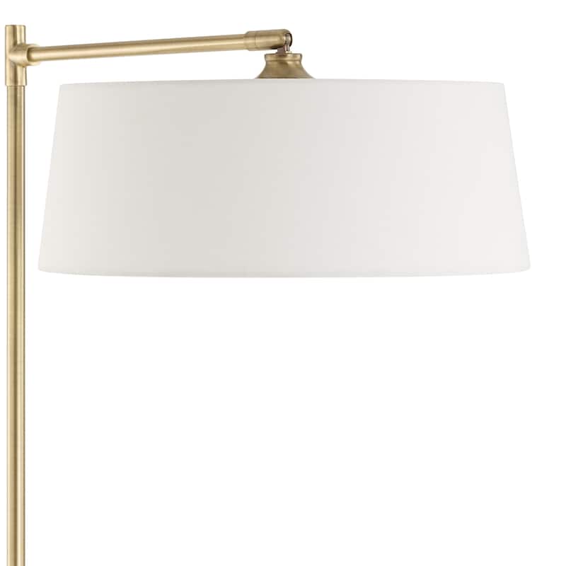 Tall Floor Lamp with Round Tapered Shade - 66.5" - Brushed Brass Finish