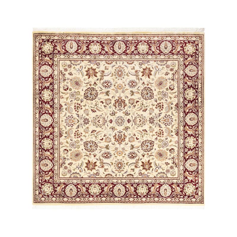 Overton Handknotted Wool Traditional Oriental Ivory Square Area Rug - 6' x 9' - Ivory - 6' x 9'