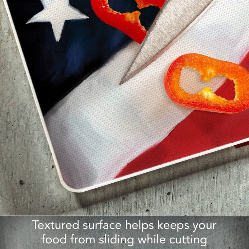 Long May It Wave Decorative 3mm Heat Tolerant Tempered Glass Cutting Board 10" x 8" Manufactured in the USA Dishwasher Safe