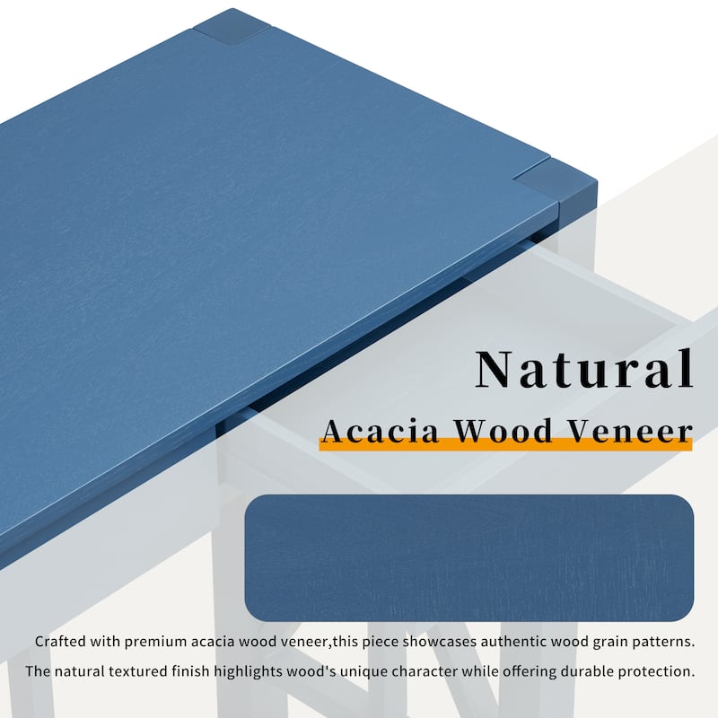 Entryway Table Navy Blue Console Table with 4 Drawers, Sofa Table Side Table Corridor Table with Open Storage