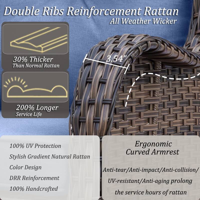 High Back Wicker Outdoor Patio Conversation Sets with Swivel Chairs