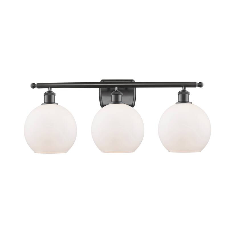 Innovations Lighting Athens 3 Light 26" Bath Vanity Light - 8" Shade - Oil Rubbed Bronze/Matte White