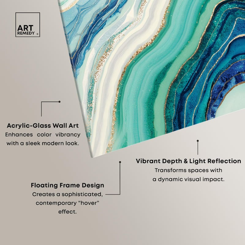 Blue Green Abstract Agate I Acrylic by Art Remedy, Ready to Hang