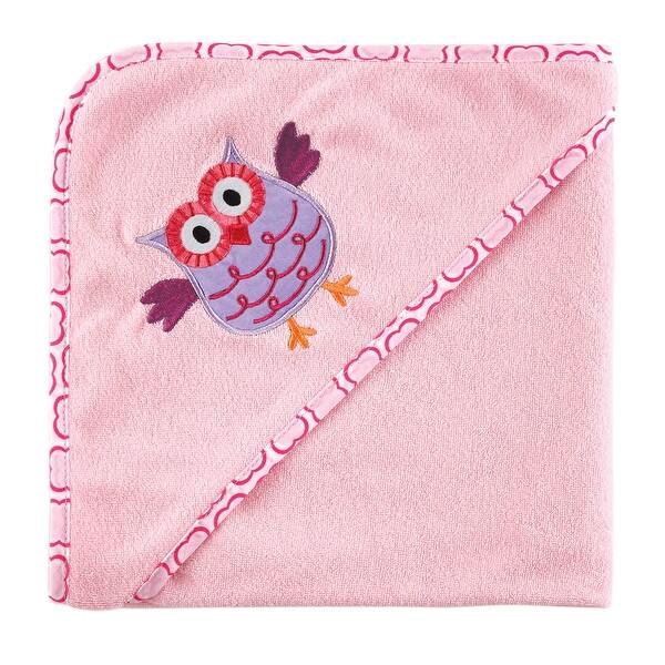slide 1 of 1, Luvable Friends Baby Girl Hooded Towel and Washcloth, Pink Owl, One Size - Pink Owl - One Size Pink Owl