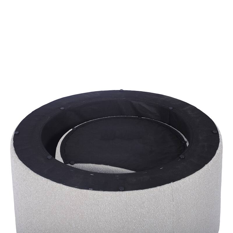 Upholstered Nesting Coffee Table Set of 2, Round Fabric Coffee Tables, Modern Side Tables Accent End Table Footrest Ottoman