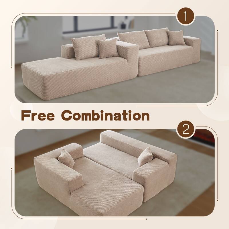 OVIOS Pit Stripes No Assembly Required Chaise Sofa