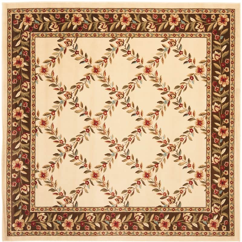SAFAVIEH Lyndhurst Arenda Traditional Oriental Trellis Rug - 6'7" Square - Ivory/Brown