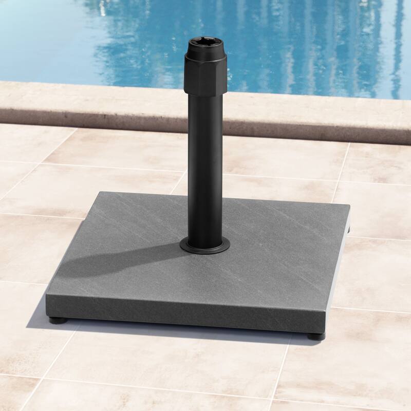 Outdoor Market Umbrella Base Holder Square Concrete / Cement Metal w/Wheels - Grey, NO wheels