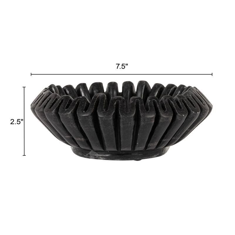 Marble Pleated Dish - 7.0"L x 7.0"W x 2.5"H