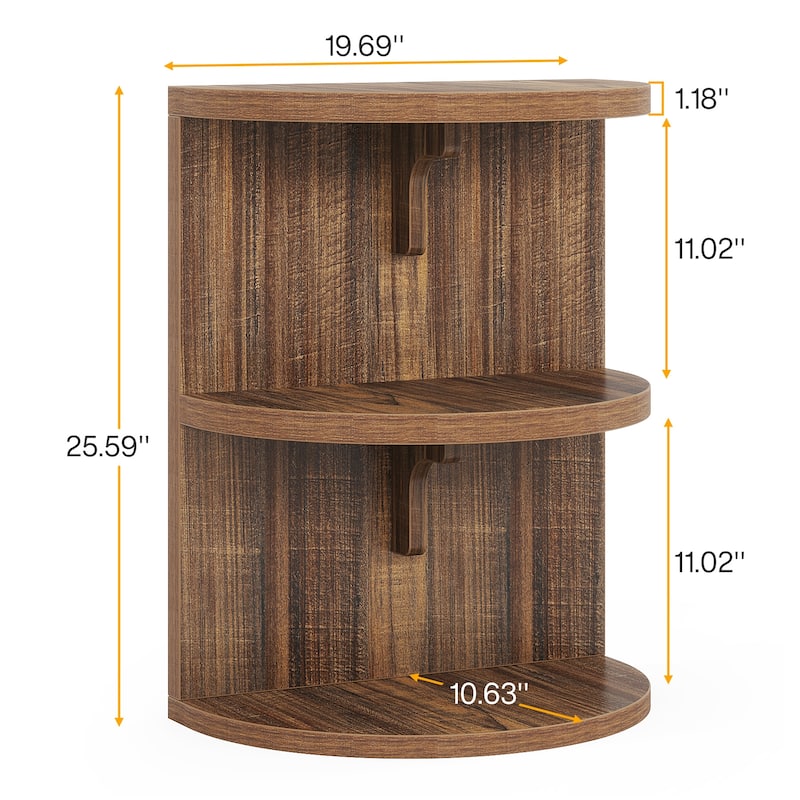 3-tier Half-round End Table, Semi-circular Side Table for Living Room