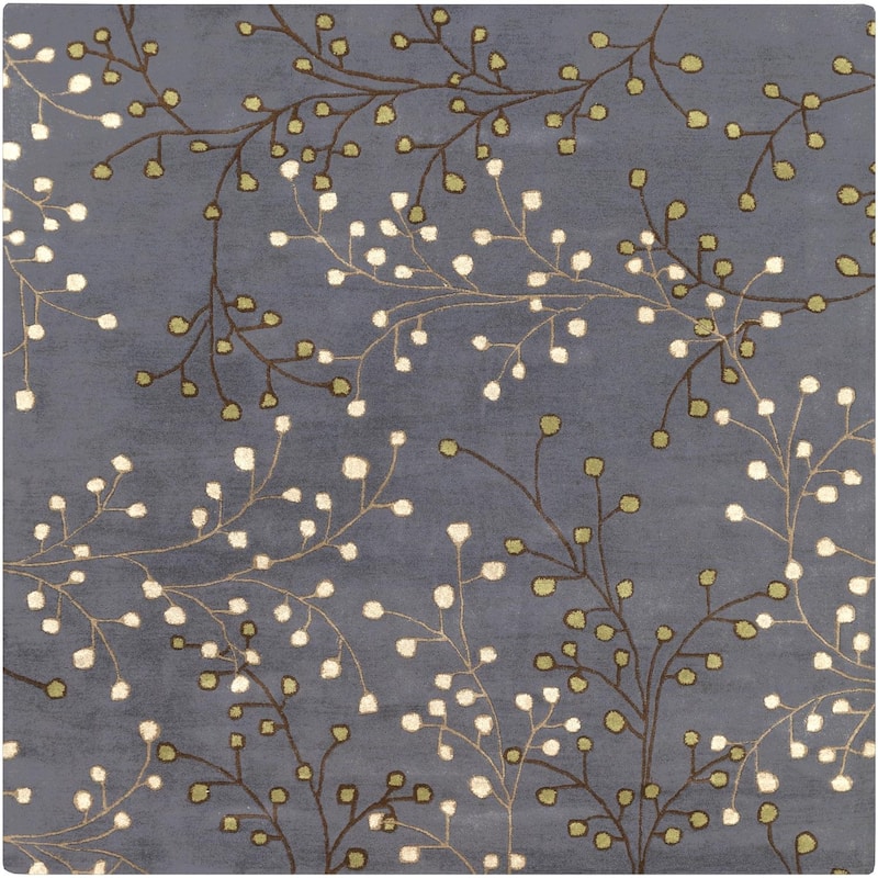 Livabliss Athena French Country Floral & Botanical Hand Tufted Area Rug - 6' x 6' Square - Slate