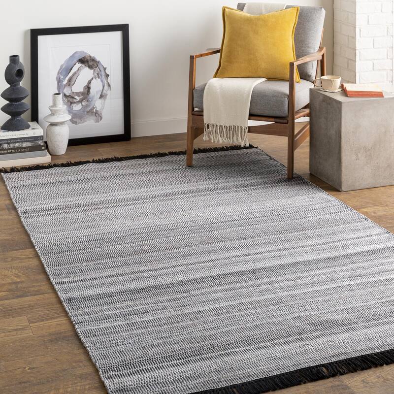 Blake Modern Outdoor Area Rug - Black/White - 8' x 10'
